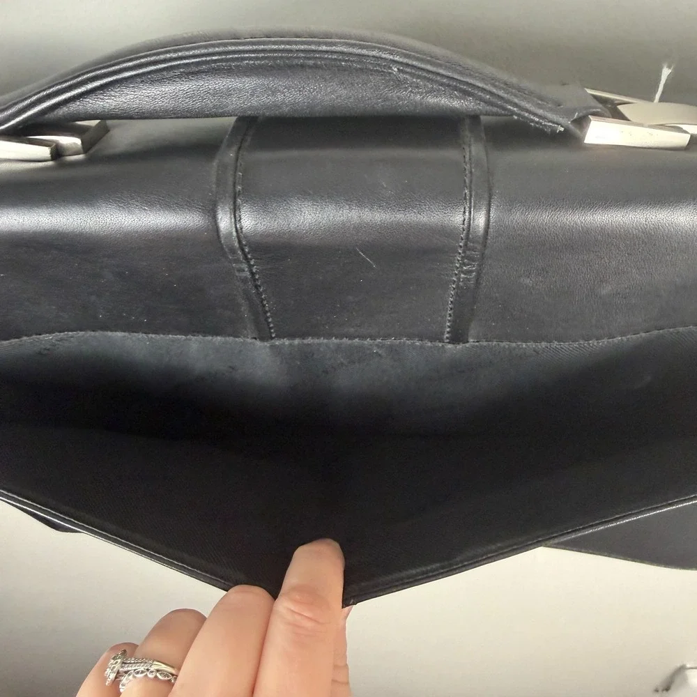 Kenneth Cole Laptop Bag Men's Black Leather Portfolio Lock Classic Top Handle